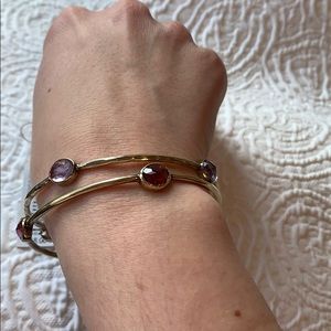 Gold-tone bangles with stones